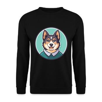 Kaikadi Hunderasse Cartoon Figur Kawaii Clipart - Unisex Pullover - Schwarz - Vorne - Alina (178cm) & Michal (187cm)