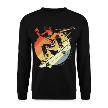 Skateboarder Junge Vintage Look - Unisex Pullover - Schwarz - Vorne - Alina (178cm) & Michal (187cm)
