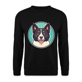 Karelian Bear Dog Breed Cartoon Kawaii Clipart Pet - Unisex Sweatshirt - black - Front - Alina (178cm) & Michal (187cm)