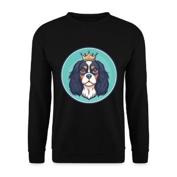 King Charles Spaniel Chien Race Dessin Animé Kawaii Pet - Sweat-shirt Unisexe - noir - Devant - Alina (178cm) & Michal (187cm)
