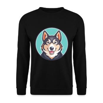 Karelo Finlandais Laïka Chien Race Dessin Animé Kawaii Pet - Sweat-shirt Unisexe - noir - Devant - Alina (178cm) & Michal (187cm)