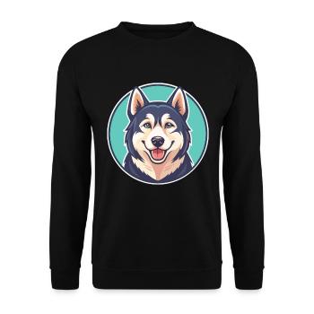 Labrador Husky Hunderasse Cartoon Kawaii Clipart - Unisex Pullover - Schwarz - Vorne - Alina (178cm) & Michal (187cm)