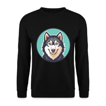 Mackenzie River Husky Dog Breed Cartoon Kawaii Pet - Unisex Sweatshirt - black - Front - Alina (178cm) & Michal (187cm)