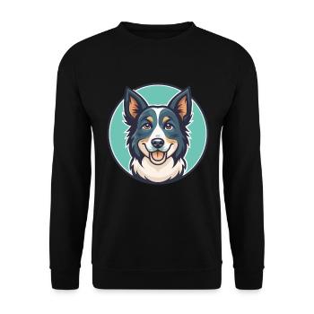 Koolie chien race dessin animé Kawaii Clipart Animal Animal de compagnie - Sweat-shirt Unisexe - noir - Devant - Alina (178cm) & Michal (187cm)