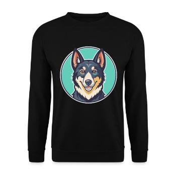 Lapponian Shepherd Dog Breed Cartoon Kawaii - Unisex Sweatshirt - black - Front - Alina (178cm) & Michal (187cm)