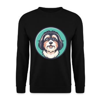 Lowchen Hunderasse Cartoon Figur Kawaii Clipart - Unisex Pullover - Schwarz - Vorne - Alina (178cm) & Michal (187cm)