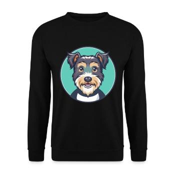 Lucas Terrier Hund Rasse Cartoon Kawaii Clipart Haustier - Unisex Pullover - Schwarz - Vorne - Alina (178cm) & Michal (187cm)