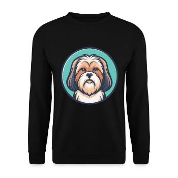 Lhasa Apso Hund Rasse Cartoon Kawaii Clipart Tier - Unisex Pullover - Schwarz - Vorne - Alina (178cm) & Michal (187cm)