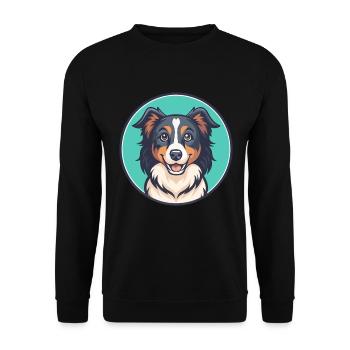 Miniature American Shepherd Dog Breed Cartoon Pet - Unisex Sweatshirt - black - Front - Alina (178cm) & Michal (187cm)
