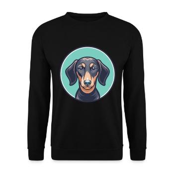 Miniature Dachshund Dog Breed Funny Cartoon Kawaii - Unisex Sweatshirt - black - Front - Alina (178cm) & Michal (187cm)