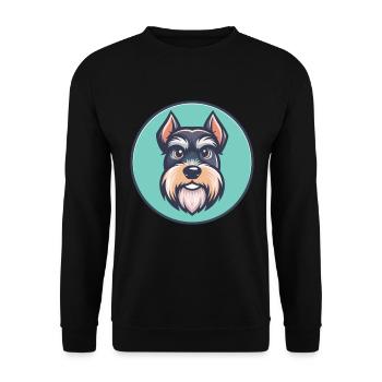 Mittelschnauzer Hunderasse Cartoon Kawaii Clipart - Unisex Pullover - Schwarz - Vorne - Alina (178cm) & Michal (187cm)