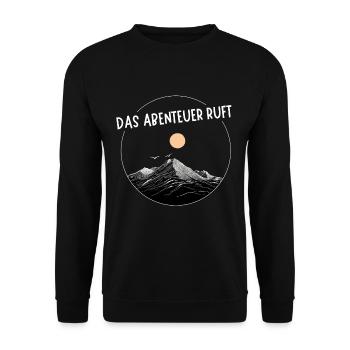 Natur erleben – Bergmotiv, Wanderlust, bergsteigen - Unisex Pullover - Schwarz - Vorne - Alina (178cm) & Michal (187cm)