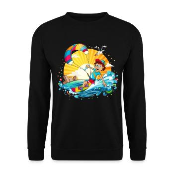 Colorful illustration of a kite surfer - Unisex Sweatshirt - black - Front - Alina (178cm) & Michal (187cm)