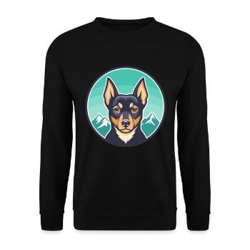 Mountain Feist Hunderasse Cartoon Kawaii Clipart - Unisex Pullover - Schwarz - Vorne - Alina (178cm) & Michal (187cm)