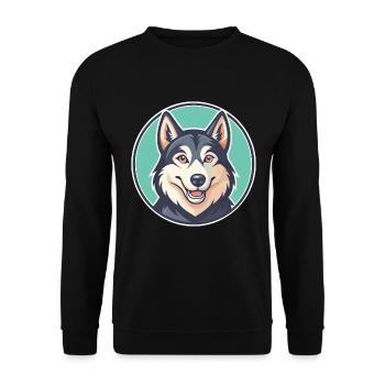 Northern Inuit Dog Breed Cartoon Kawaii Clipart - Unisex Sweatshirt - black - Front - Alina (178cm) & Michal (187cm)