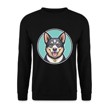 Nouvelle-Zélande Race Chien Drôle Dessin Animé Kawaii Clipart - Sweat-shirt Unisexe - noir - Devant - Alina (178cm) & Michal (187cm)