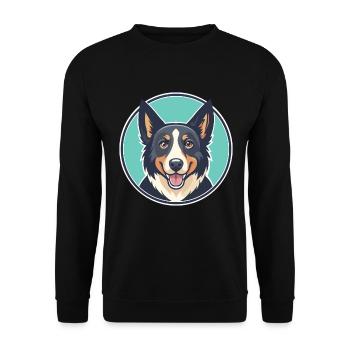 New Zealand Huntaway Dog Breed Cartoon Kawaii Pet - Unisex Sweatshirt - black - Front - Alina (178cm) & Michal (187cm)