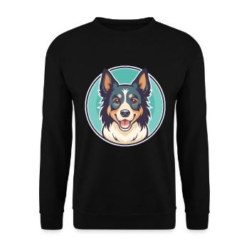 Nordamerikanischer Schäferhund Rasse Karikatur Kawaii - Unisex Pullover - Schwarz - Vorne - Alina (178cm) & Michal (187cm)