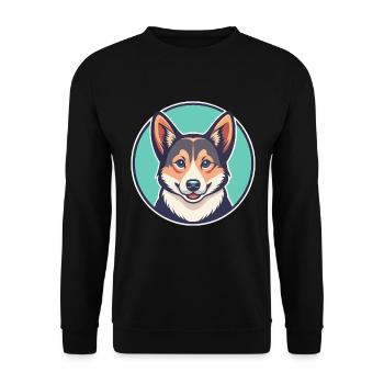Norwegischer Lundehund Hunderasse Lustige Karikatur Kawaii - Unisex Pullover - Schwarz - Vorne - Alina (178cm) & Michal (187cm)