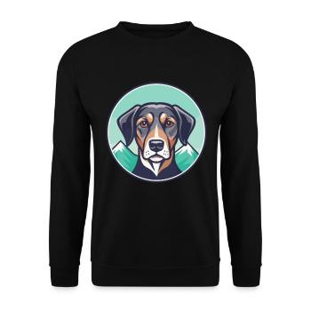 Mountain Cur Hund Rasse Cartoon Kawaii Clipart Haustier - Unisex Pullover - Schwarz - Vorne - Alina (178cm) & Michal (187cm)
