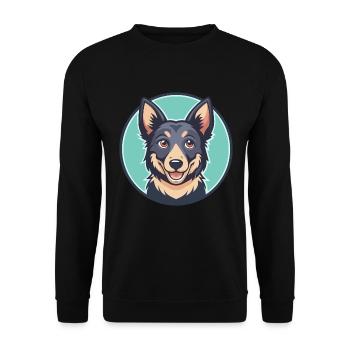 Mudi Hunderasse Cartoon Kawaii Clipart Illustration - Unisex Pullover - Schwarz - Vorne - Alina (178cm) & Michal (187cm)