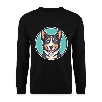 Nouvelle-Zélande Tête Chien Race Drôle Dessin Animé Kawaii - Sweat-shirt Unisexe - noir - Devant - Alina (178cm) & Michal (187cm)