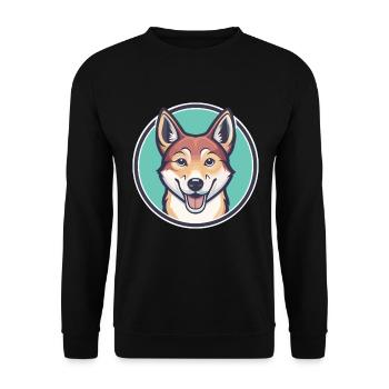 Neuguinea Singende Hunderasse Karikatur Kawaii - Unisex Pullover - Schwarz - Vorne - Alina (178cm) & Michal (187cm)