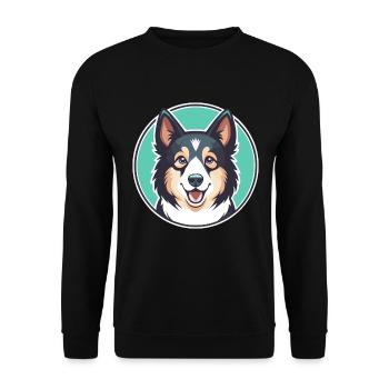 Norrbottenspets Hunderasse Cartoon Kawaii Clipart - Unisex Pullover - Schwarz - Vorne - Alina (178cm) & Michal (187cm)