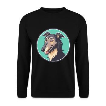 Pampas Deerhound Dog Breed Cartoon Kawaii Clipart - Unisex Sweatshirt - black - Front - Alina (178cm) & Michal (187cm)