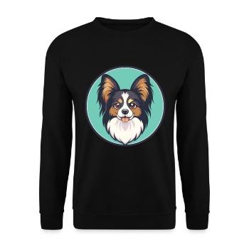 Papillon Chien Race Coloré Dessin Animé Kawaii Clipart - Sweat-shirt Unisexe - noir - Devant - Alina (178cm) & Michal (187cm)