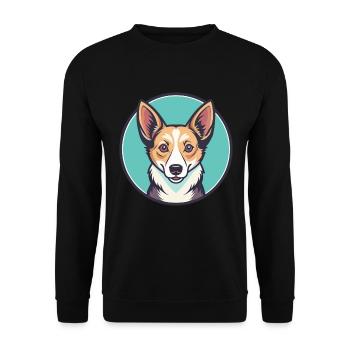 Portugiesische Podengo Hunderasse Karikatur Kawaii - Unisex Pullover - Schwarz - Vorne - Alina (178cm) & Michal (187cm)