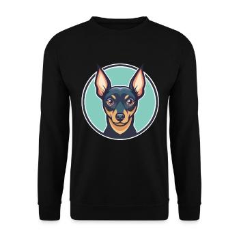 Prague Ratter Chien Race Dessin animé Kawaii Clipart Animal de compagnie - Sweat-shirt Unisexe - noir - Devant - Alina (178cm) & Michal (187cm)