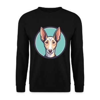 Podenco Andaluz Hunderasse Cartoon Kawaii Clipart - Unisex Pullover - Schwarz - Vorne - Alina (178cm) & Michal (187cm)