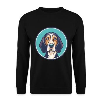 Poitevin Hound Dog Breed Cartoon Kawaii Clipart - Unisex Sweatshirt - black - Front - Alina (178cm) & Michal (187cm)