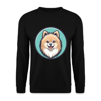 Pommersche Spitz Hunderasse Cartoon Kawaii Clipart - Unisex Pullover - Schwarz - Vorne - Alina (178cm) & Michal (187cm)