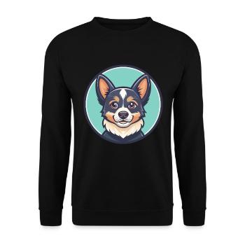 Porzellan Hund Rasse Cartoon Kawaii Clipart Tier - Unisex Pullover - Schwarz - Vorne - Alina (178cm) & Michal (187cm)
