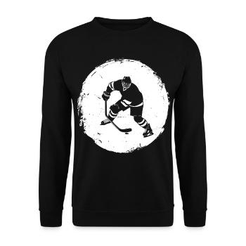Eishockeyspieler Zeichnung - Unisex Pullover - Schwarz - Vorne - Alina (178cm) & Michal (187cm)
