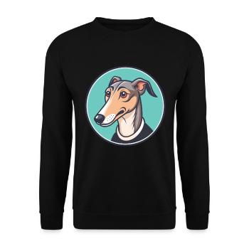 Rampur Greyhound Chien Race Dessin animé Kawaii Clipart - Sweat-shirt Unisexe - noir - Devant - Alina (178cm) & Michal (187cm)