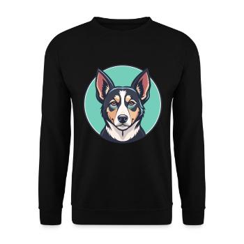 Russischer Harlekin Hund Hunderasse Karikatur Kawaii - Unisex Pullover - Schwarz - Vorne - Alina (178cm) & Michal (187cm)