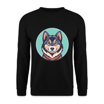 Salish Wolle Hund Rasse Lustige Karikatur Kawaii Clipart - Unisex Pullover - Schwarz - Vorne - Alina (178cm) & Michal (187cm)