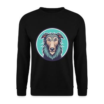 Lévrier écossais race de chien dessin animé Kawaii - Sweat-shirt Unisexe - noir - Devant - Alina (178cm) & Michal (187cm)