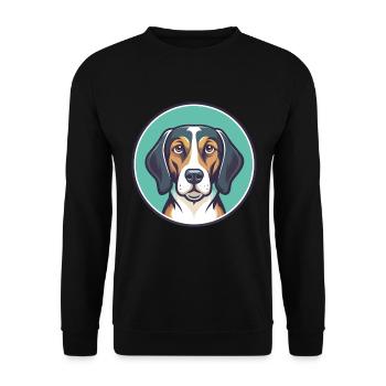 Chien de chasse serbe race dessin animé Kawaii Clipart animal de compagnie - Sweat-shirt Unisexe - noir - Devant - Alina (178cm) & Michal (187cm)