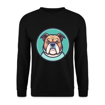 Serrano Bulldogge Hunderasse Cartoon Kawaii Clipart - Unisex Pullover - Schwarz - Vorne - Alina (178cm) & Michal (187cm)