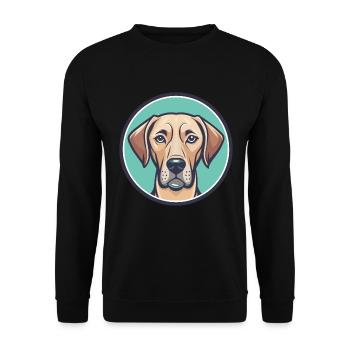 Rhodesian Ridgeback Chien Race Drôle Dessin Animé Kawaii - Sweat-shirt Unisexe - noir - Devant - Alina (178cm) & Michal (187cm)