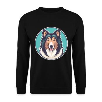 Rough Collie Chien Race Dessin animé Kawaii Clipart Animal de compagnie - Sweat-shirt Unisexe - noir - Devant - Alina (178cm) & Michal (187cm)