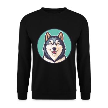 Seppala Sibérien Traîneau Chien Race Dessin Animé Kawaii - Sweat-shirt Unisexe - noir - Devant - Alina (178cm) & Michal (187cm)