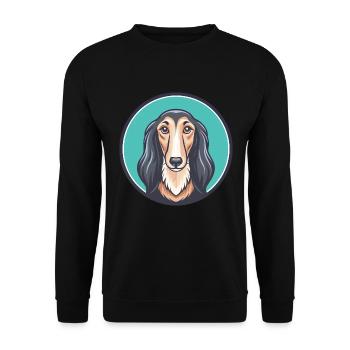 Saluki Dog Breed Cartoon Kawaii Clipart Animal Pet - Unisex Sweatshirt - black - Front - Alina (178cm) & Michal (187cm)
