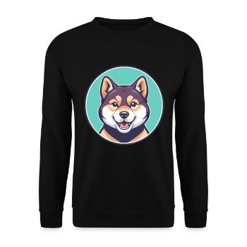 Shikoku Dog Breed Cartoon Character Kawaii Clipart - Unisex Sweatshirt - black - Front - Alina (178cm) & Michal (187cm)