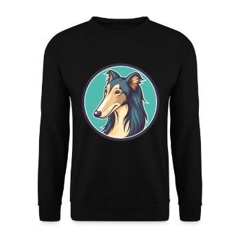 Silken Windhound Chien Race Dessin animé Kawaii Clipart - Sweat-shirt Unisexe - noir - Devant - Alina (178cm) & Michal (187cm)