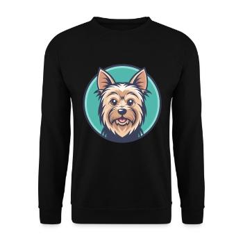 Silky Terrier Hund Rasse Cartoon Kawaii Clipart Haustier - Unisex Pullover - Schwarz - Vorne - Alina (178cm) & Michal (187cm)